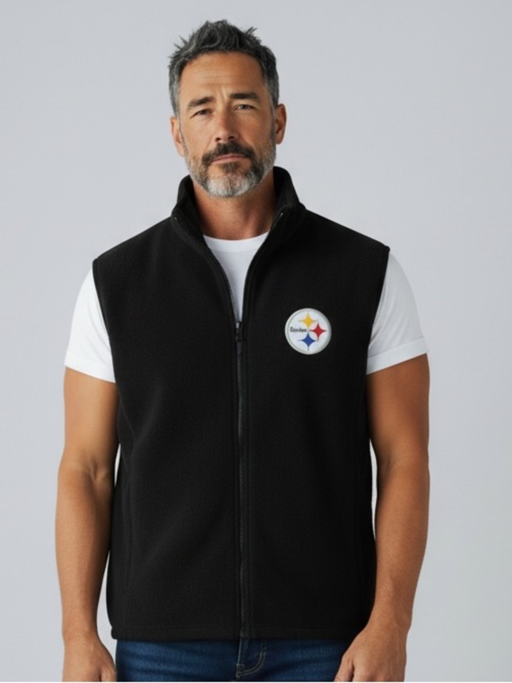NFL Pittsburgh Steelers Men's Black Fleece Full Zip w Steeler Team Crest XXL